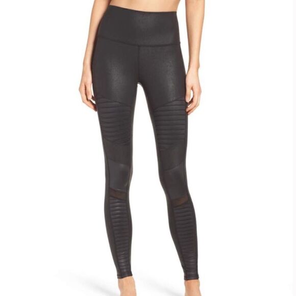 Alo Yoga High Waist Crackle Moto Leggings - Picture 2 of 10